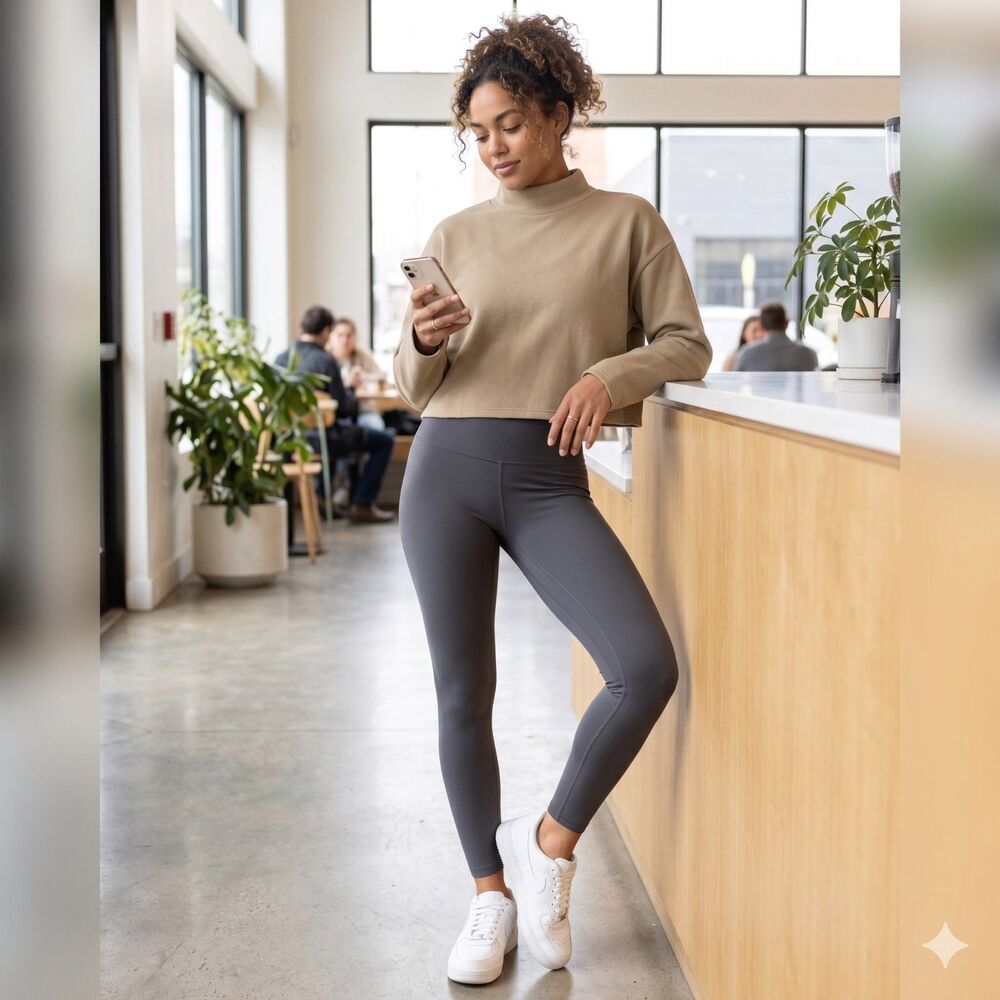 Express Cropped Mockneck Sweatshirt Large